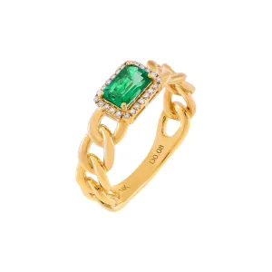 Diamond Emerald Green Baguette Braided Ring 14K