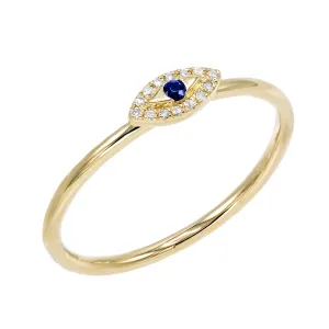 Diamond Evil Eye Ring 14K