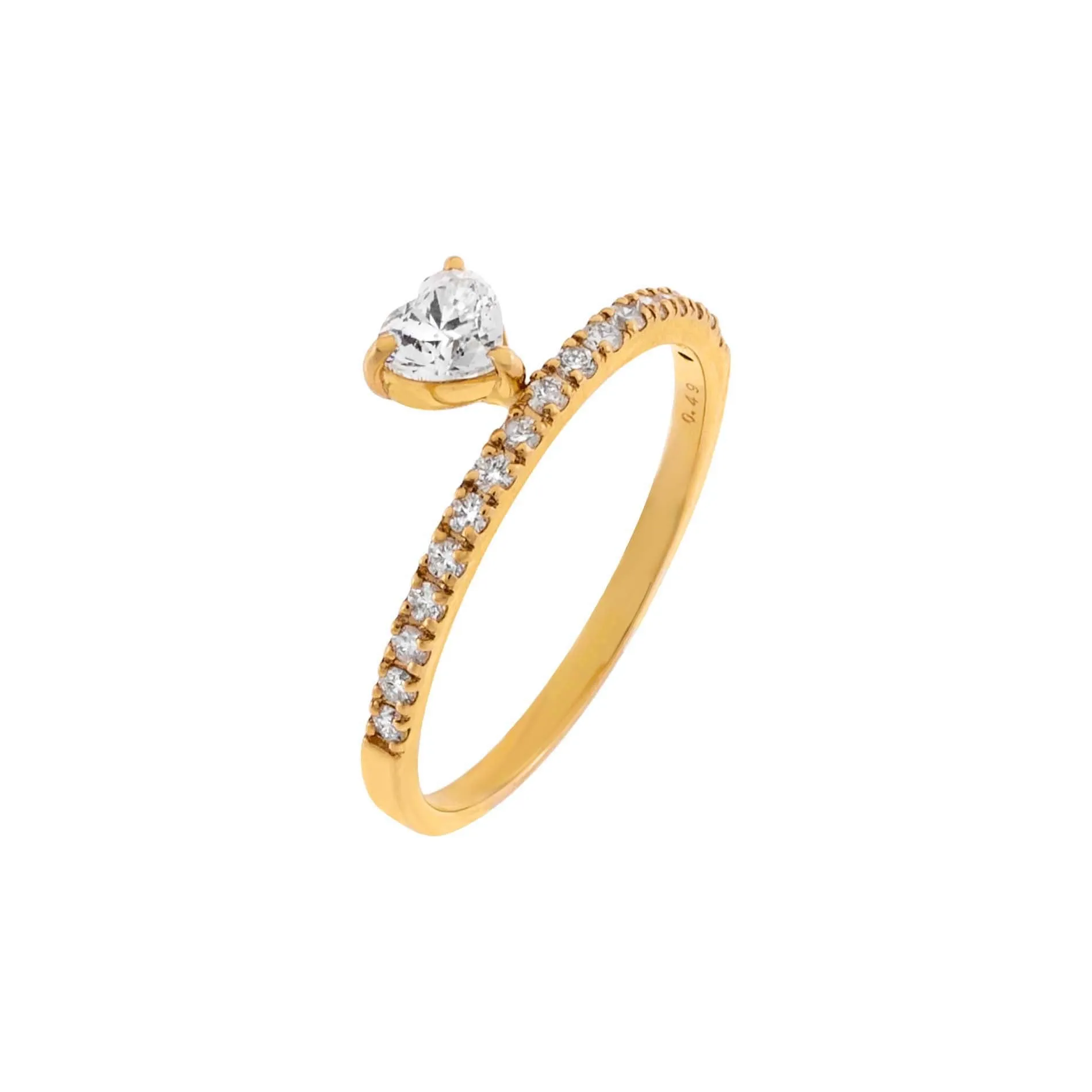 Diamond Heart Dangle Ring 14K
