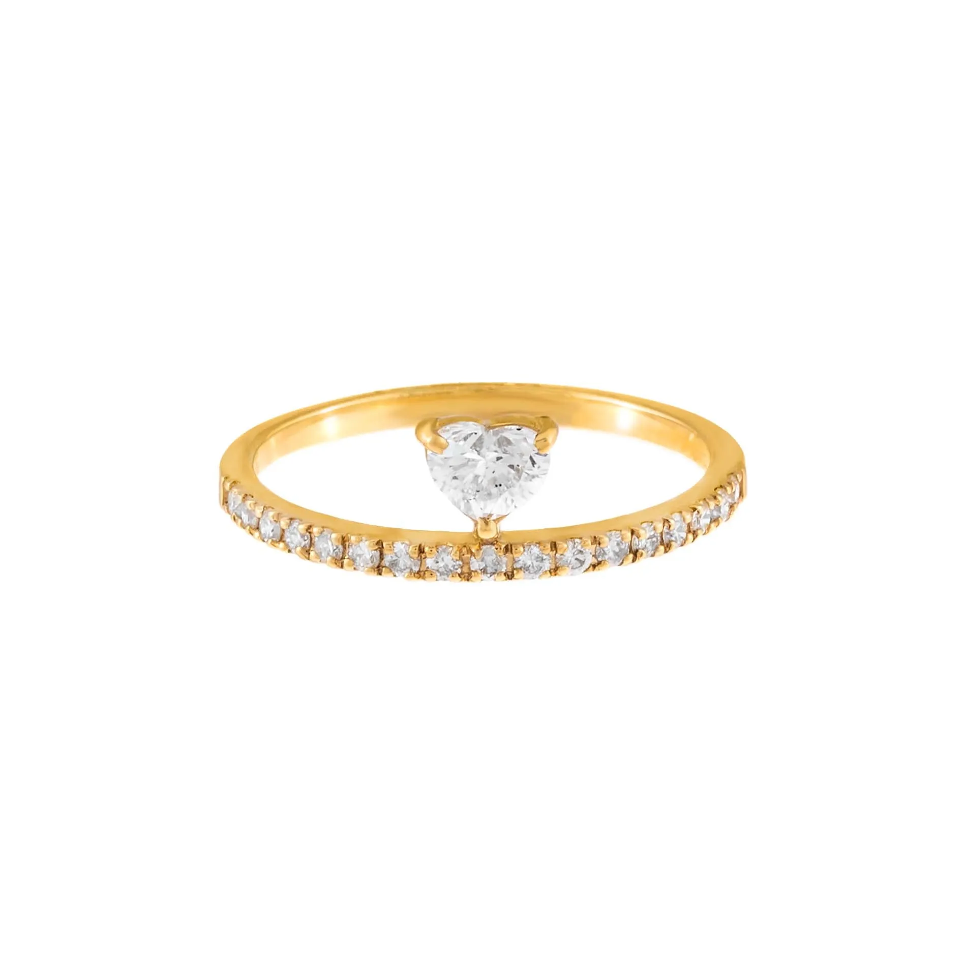 Diamond Heart Dangle Ring 14K