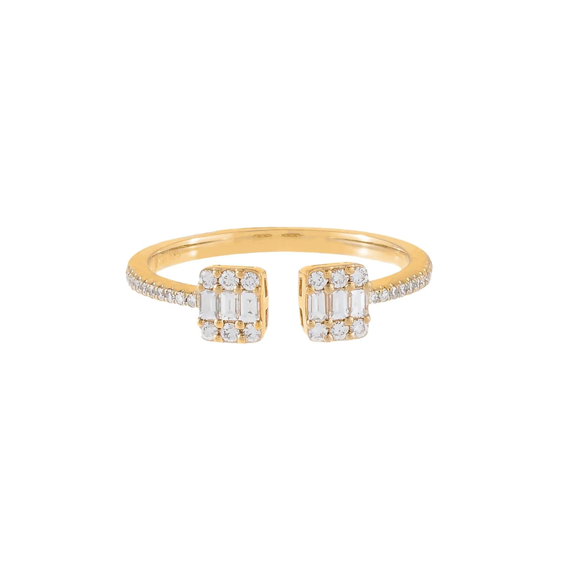 Diamond Illusion Baguette Adjustable Ring 14K