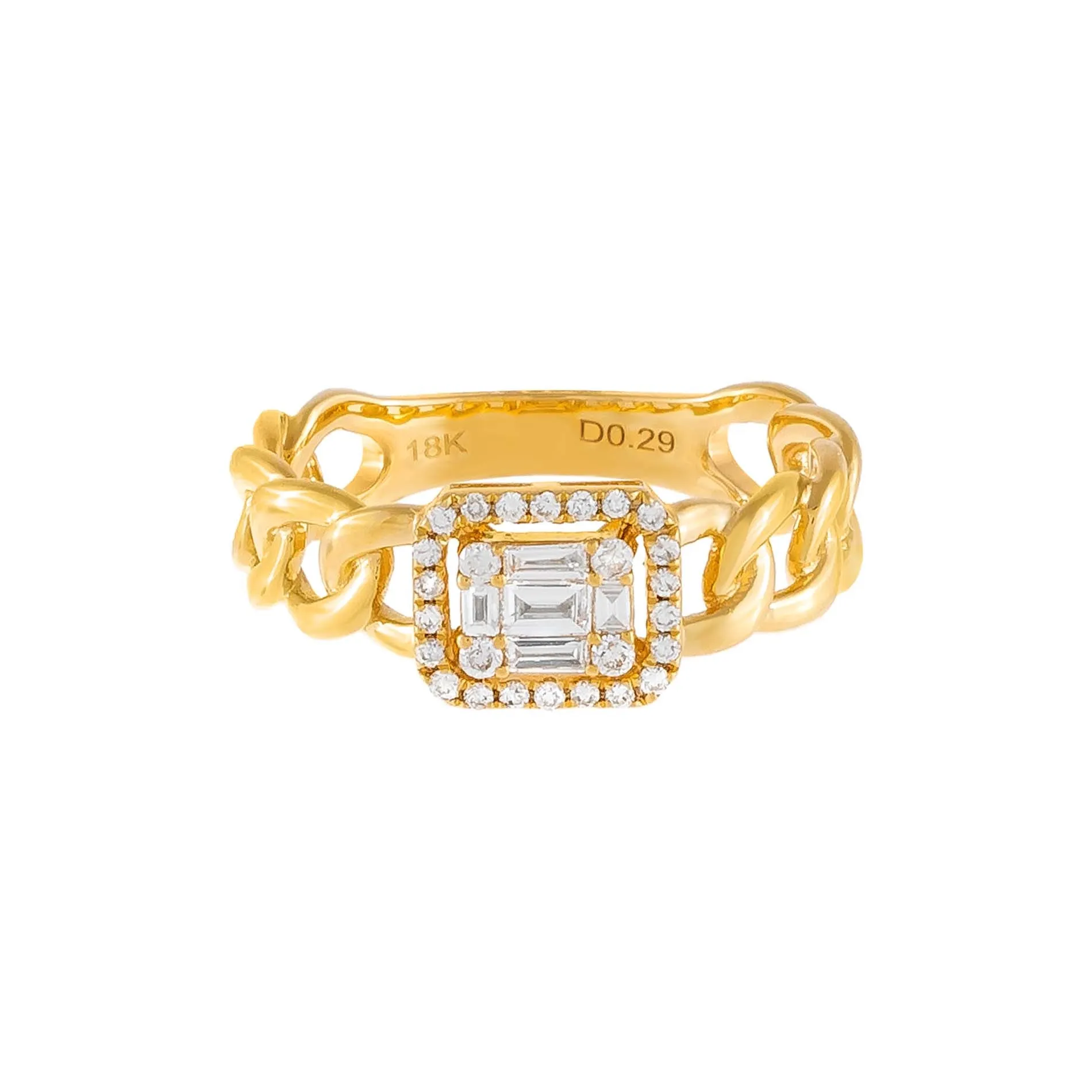 Diamond Illusion Baguette Braided Ring 18K