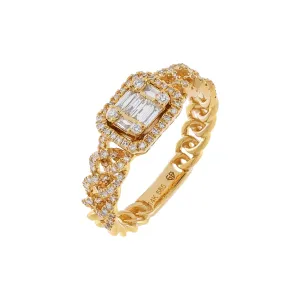 Diamond Illusion Cuban Chain Ring 14K