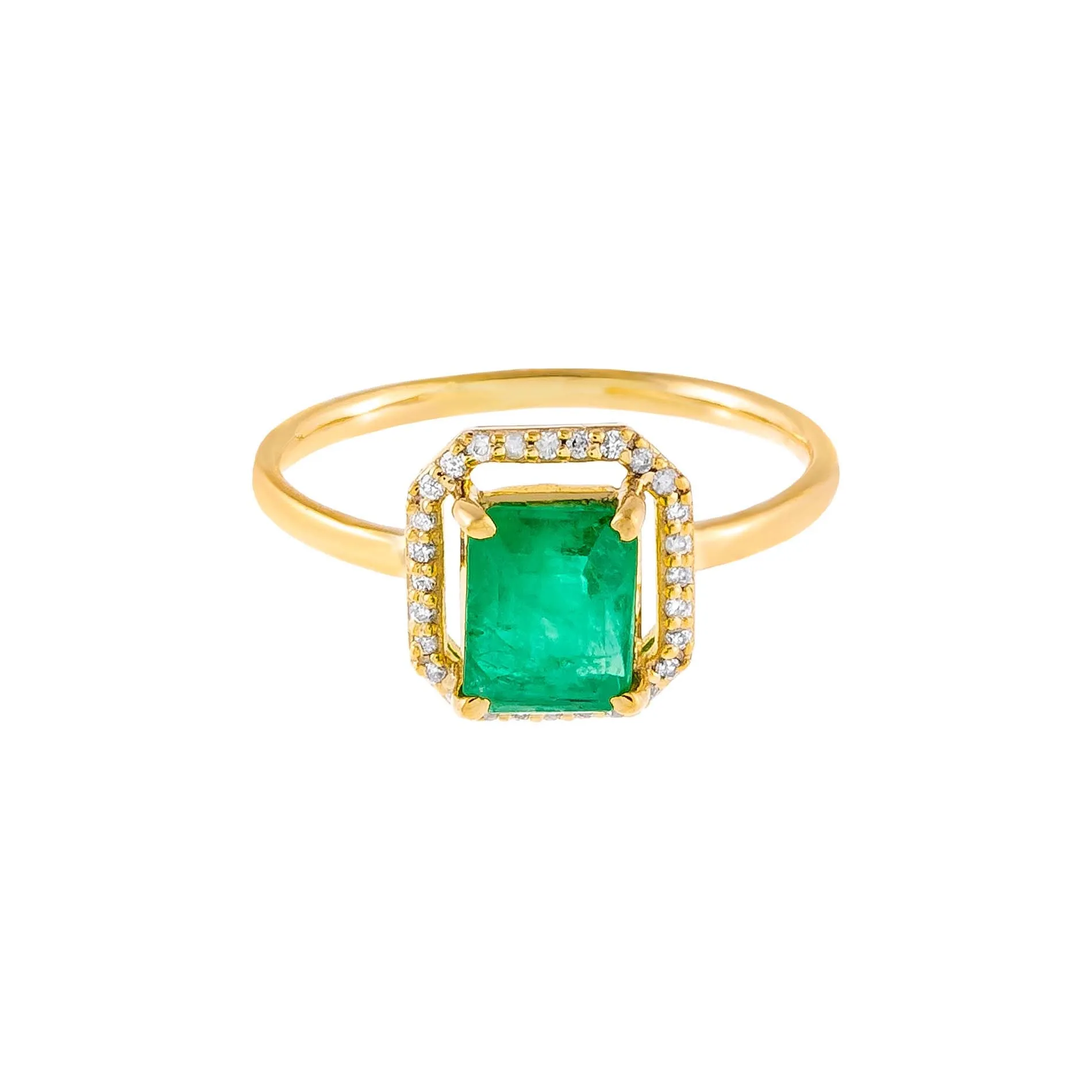 Diamond Illusion Emerald Green Ring 14K