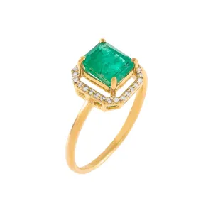 Diamond Illusion Emerald Green Ring 14K