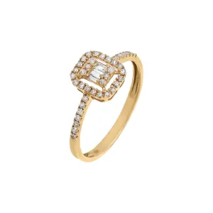 Diamond Illusion Halo Baguette Ring 14K