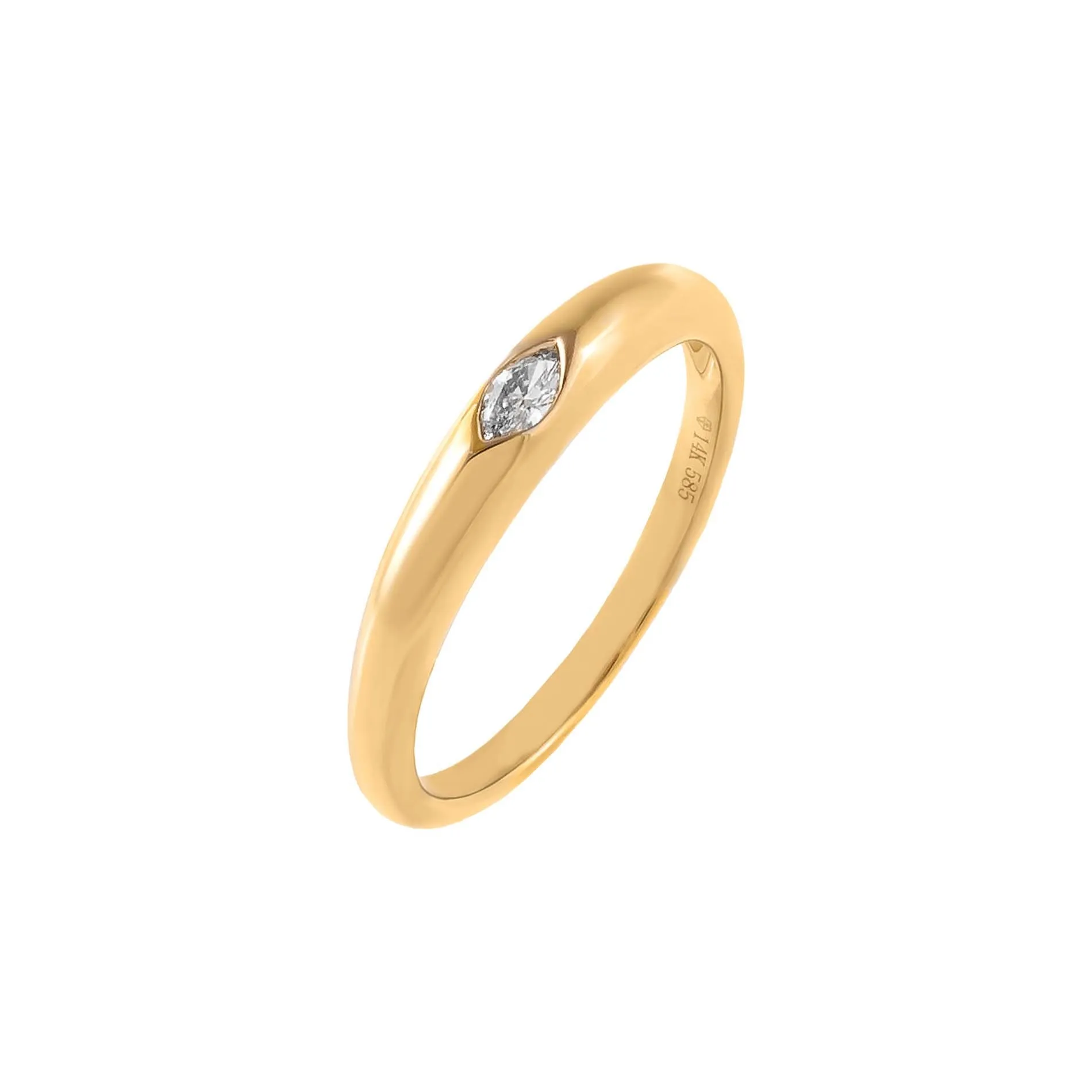 Diamond Marquise Dome Ring 14K