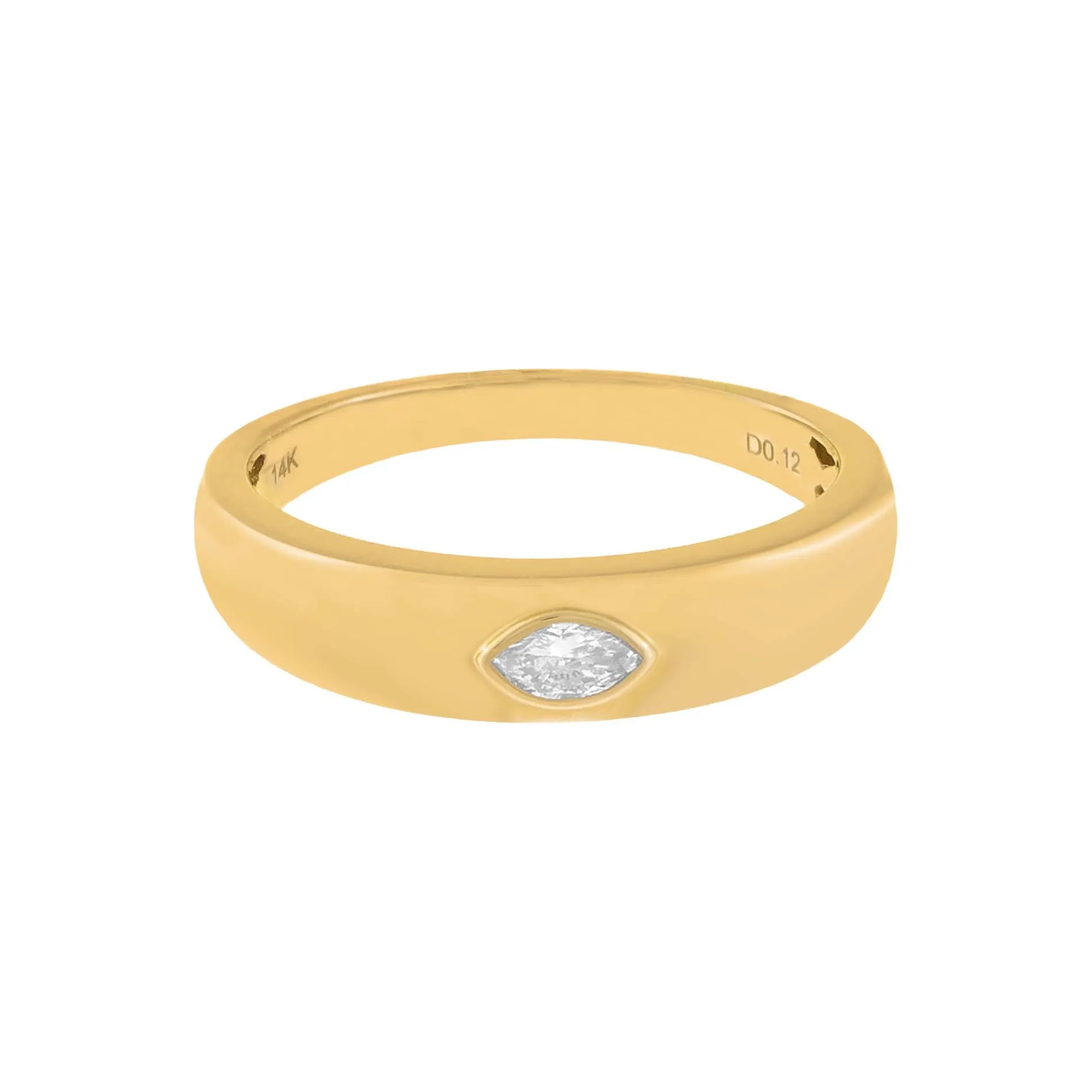 Diamond Marquise Hollow Dome Ring 14K