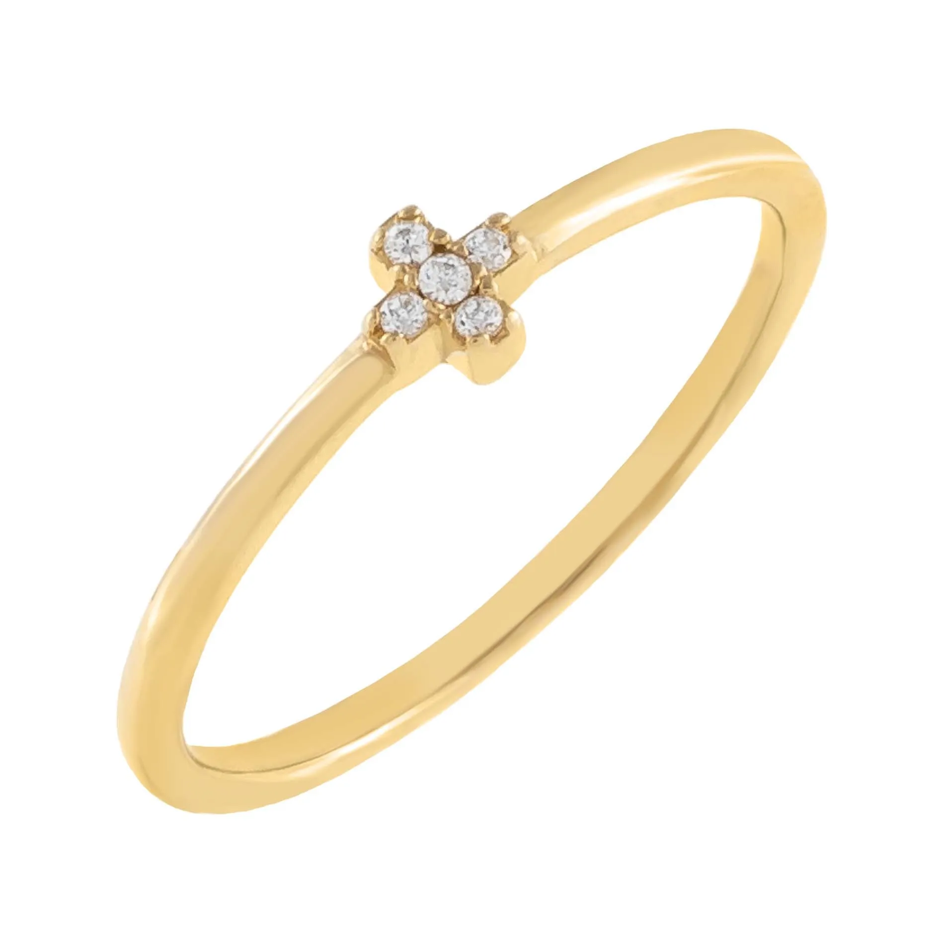 Diamond Mini Cross Ring 14K