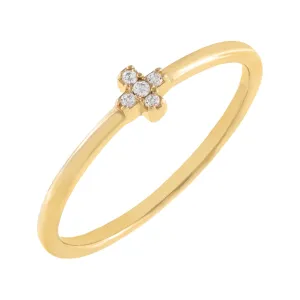 Diamond Mini Cross Ring 14K