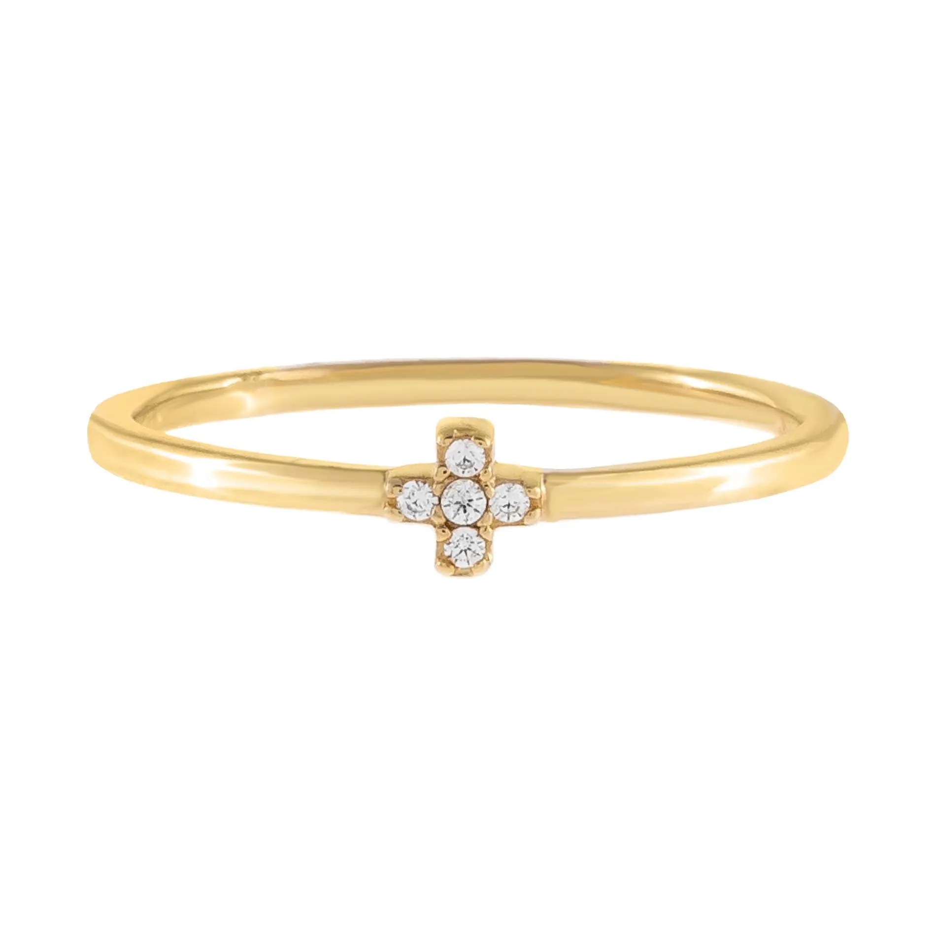 Diamond Mini Cross Ring 14K