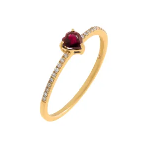 Diamond Pavé x Ruby Heart Ring 14K
