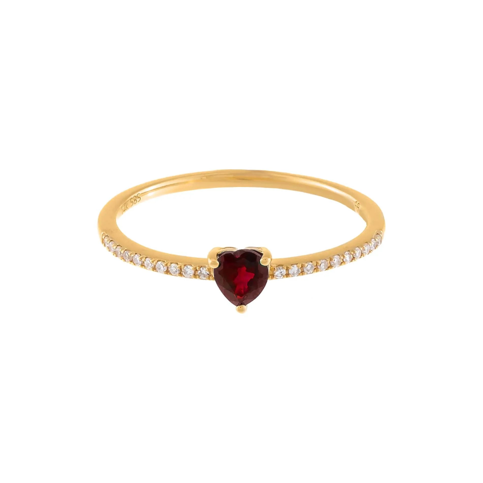 Diamond Pavé x Ruby Heart Ring 14K