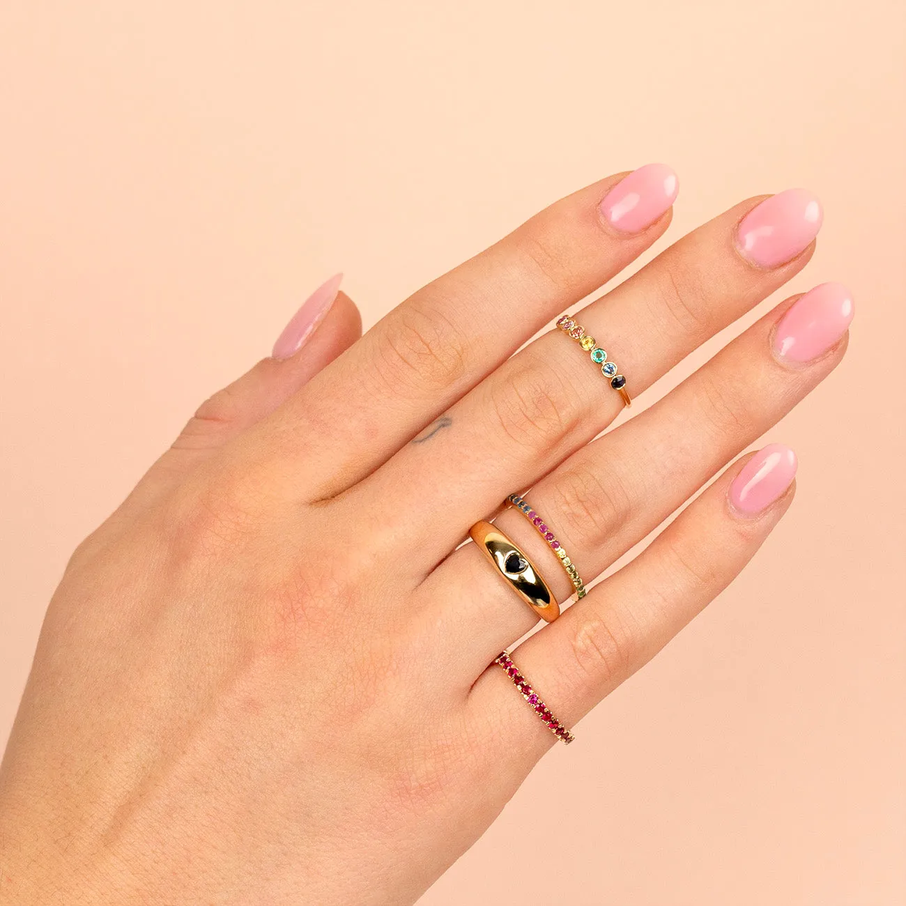 Diamond Rainbow Micropavé Eternity Band 14K