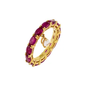 Diamond Ruby Teardrop Ring 18K