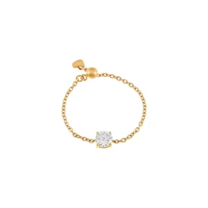 Diamond Solitaire Chain Ring 14K