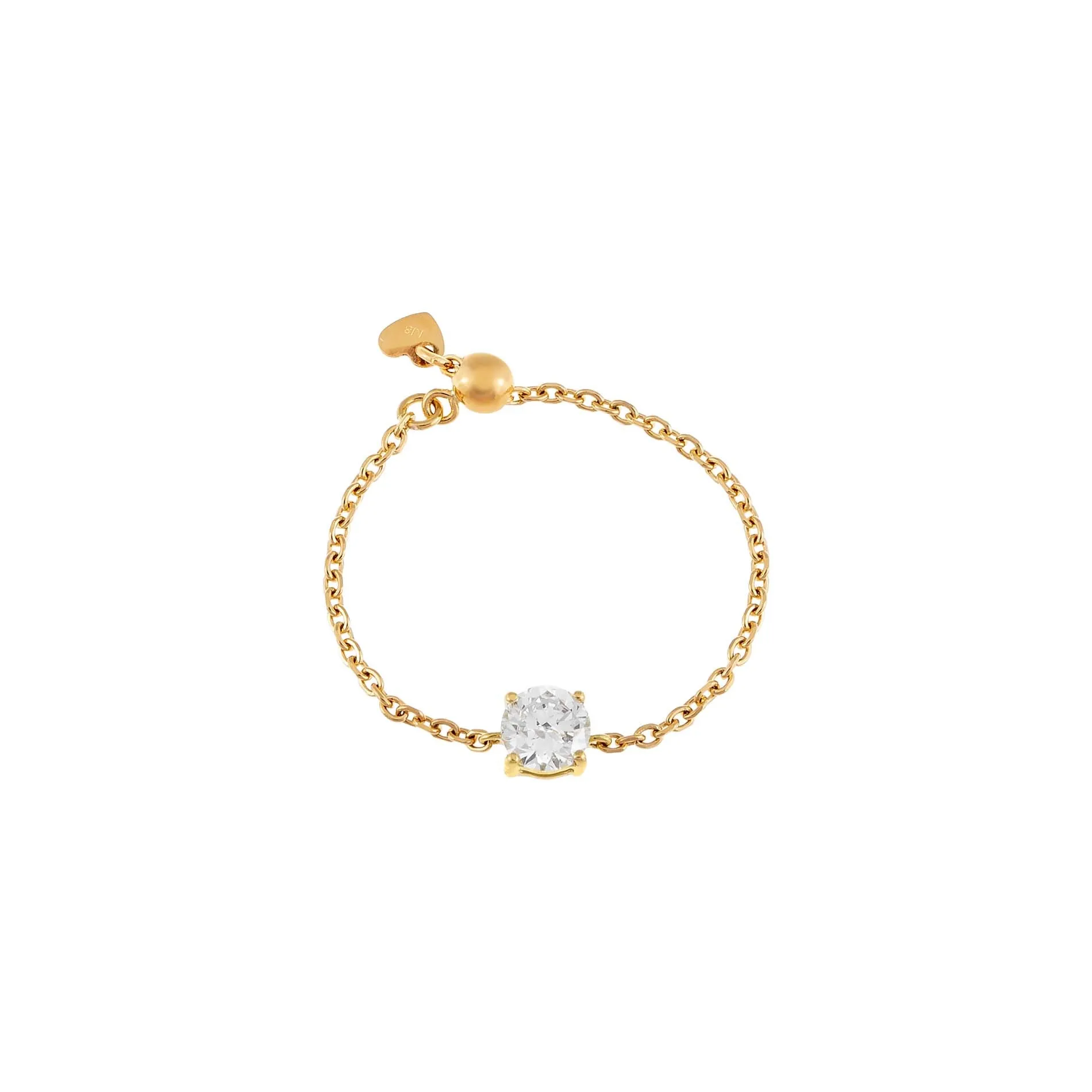 Diamond Solitaire Chain Ring 14K