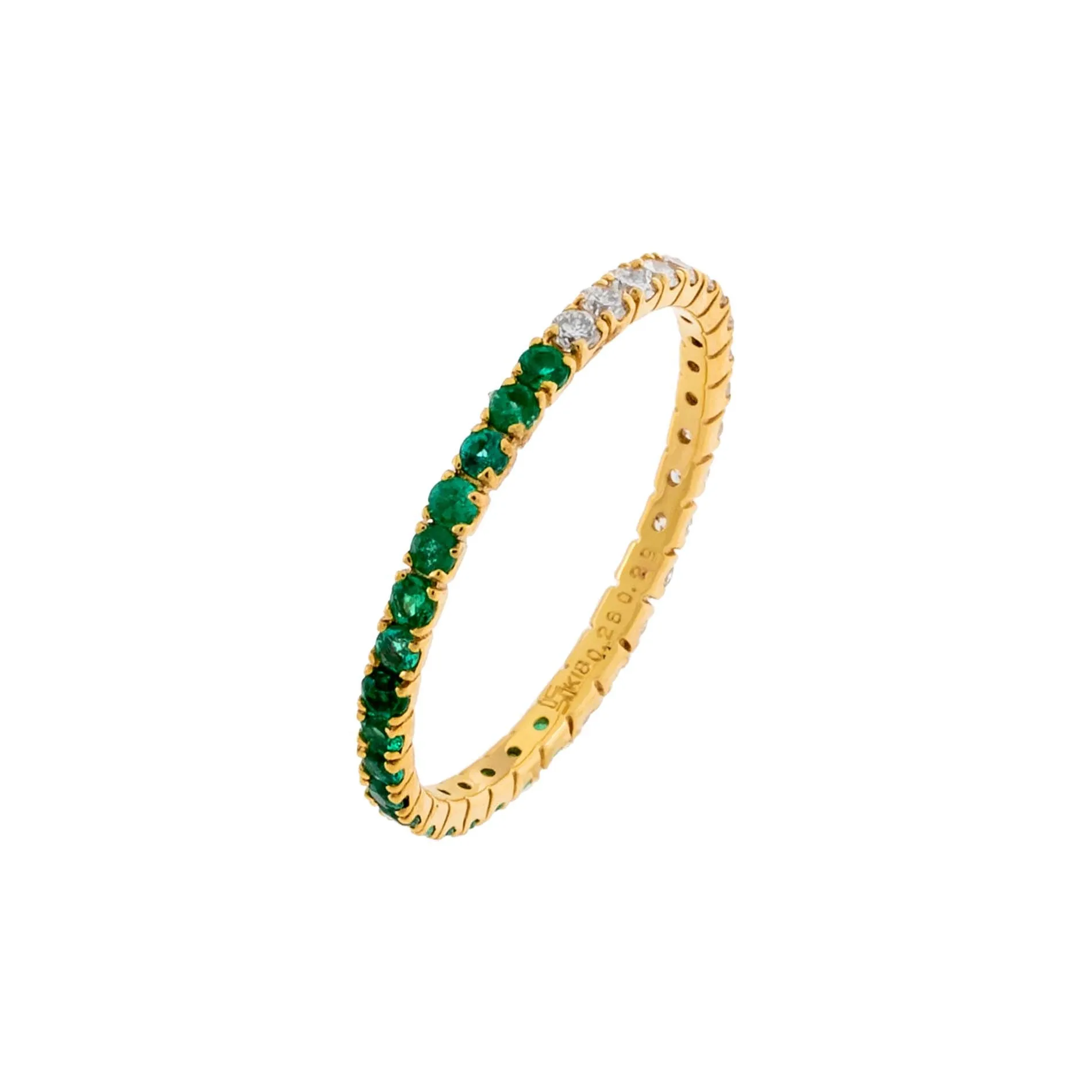 Diamond Thin Emerald Ring 14K