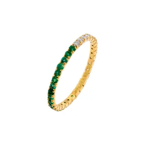 Diamond Thin Emerald Ring 14K