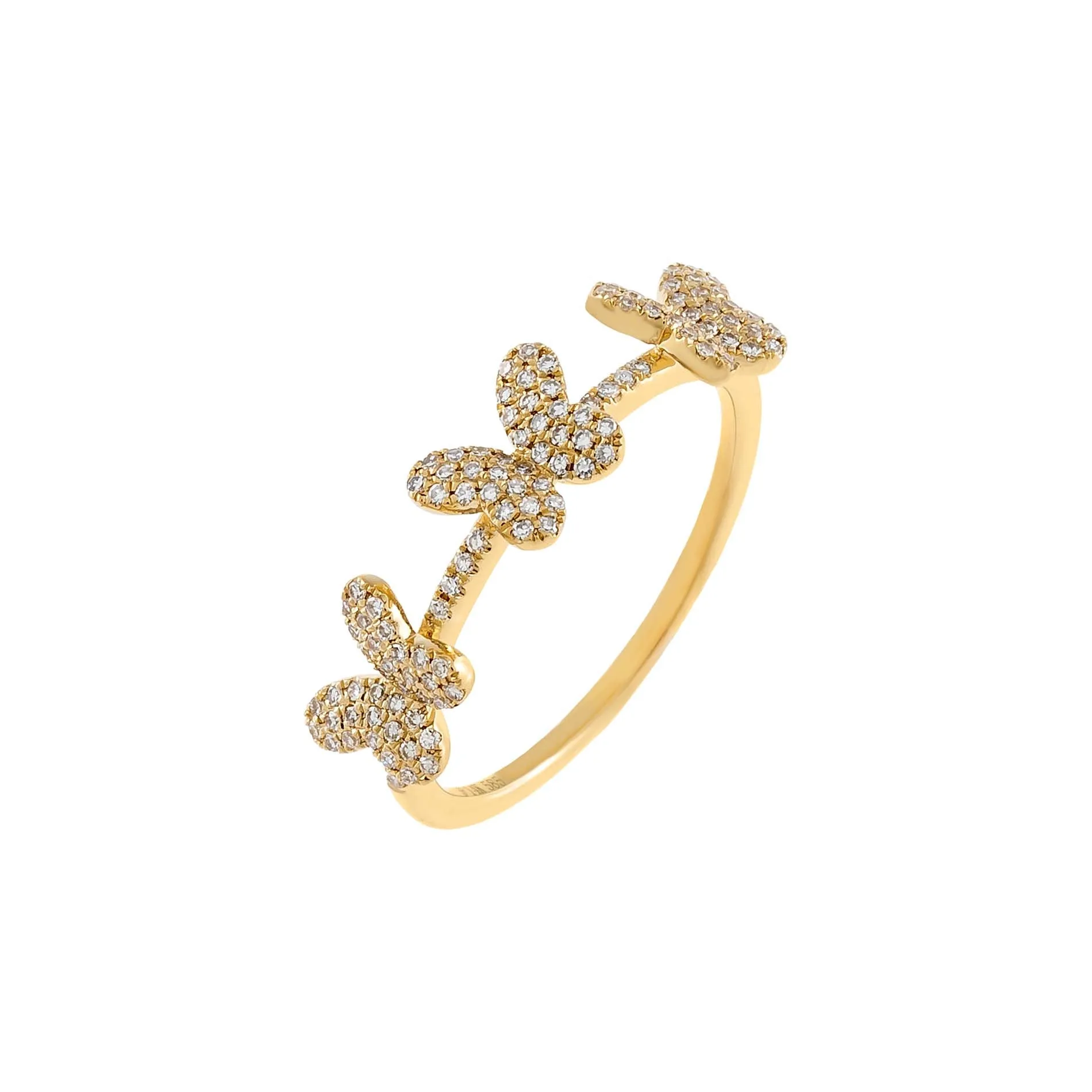 Diamond Triple Butterfly Ring 14K