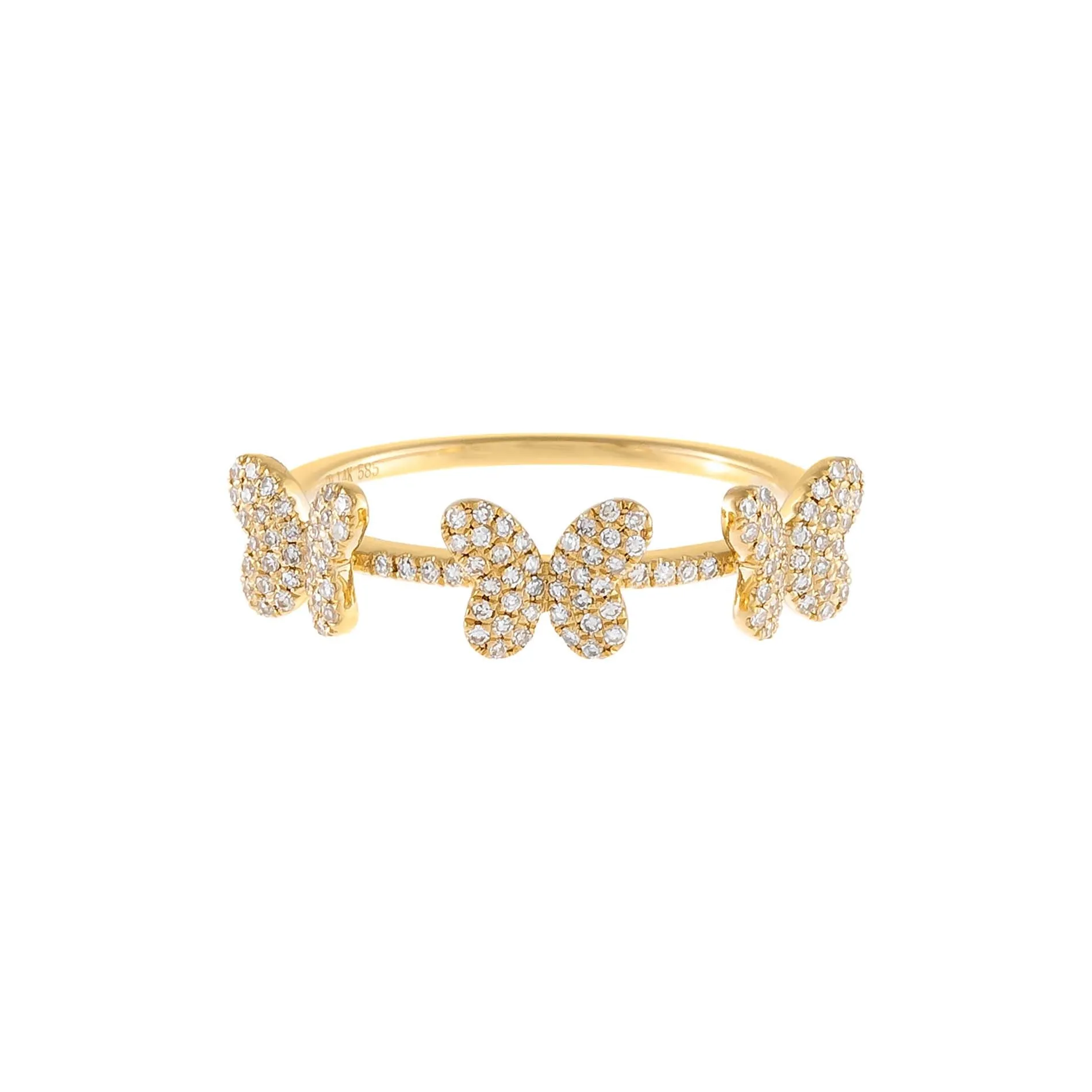 Diamond Triple Butterfly Ring 14K
