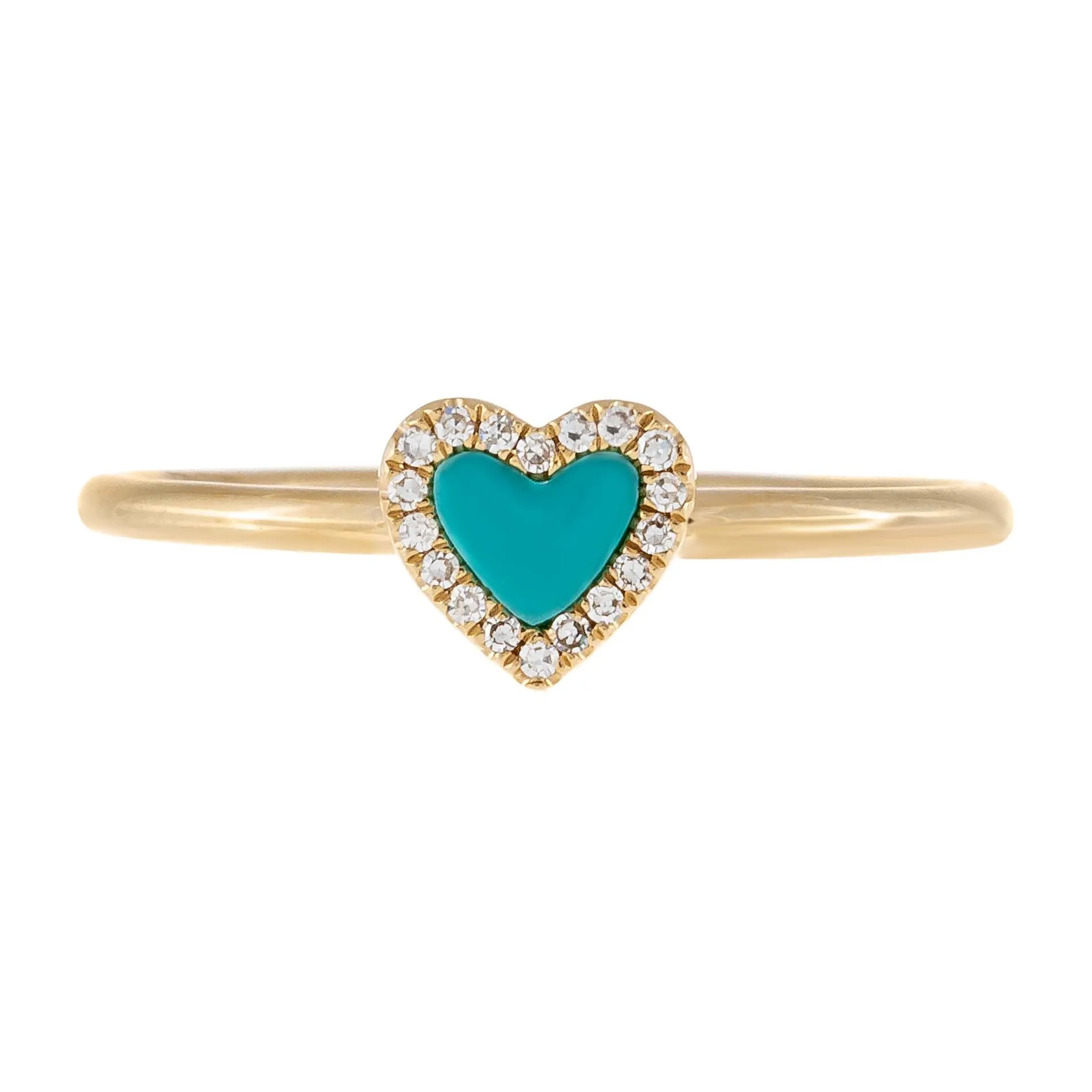 Diamond Turquoise Heart Ring 14K