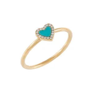 Diamond Turquoise Heart Ring 14K