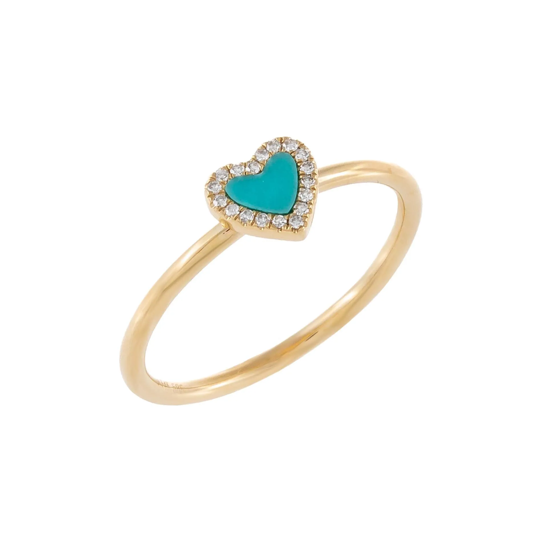 Diamond Turquoise Heart Ring 14K