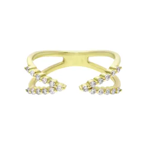 Diamond V Cuff Shaped Ring