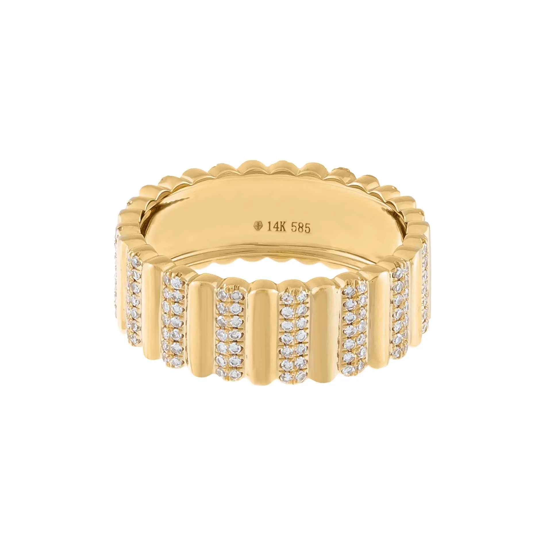 Diamond Wide Ribbed Band 14K
