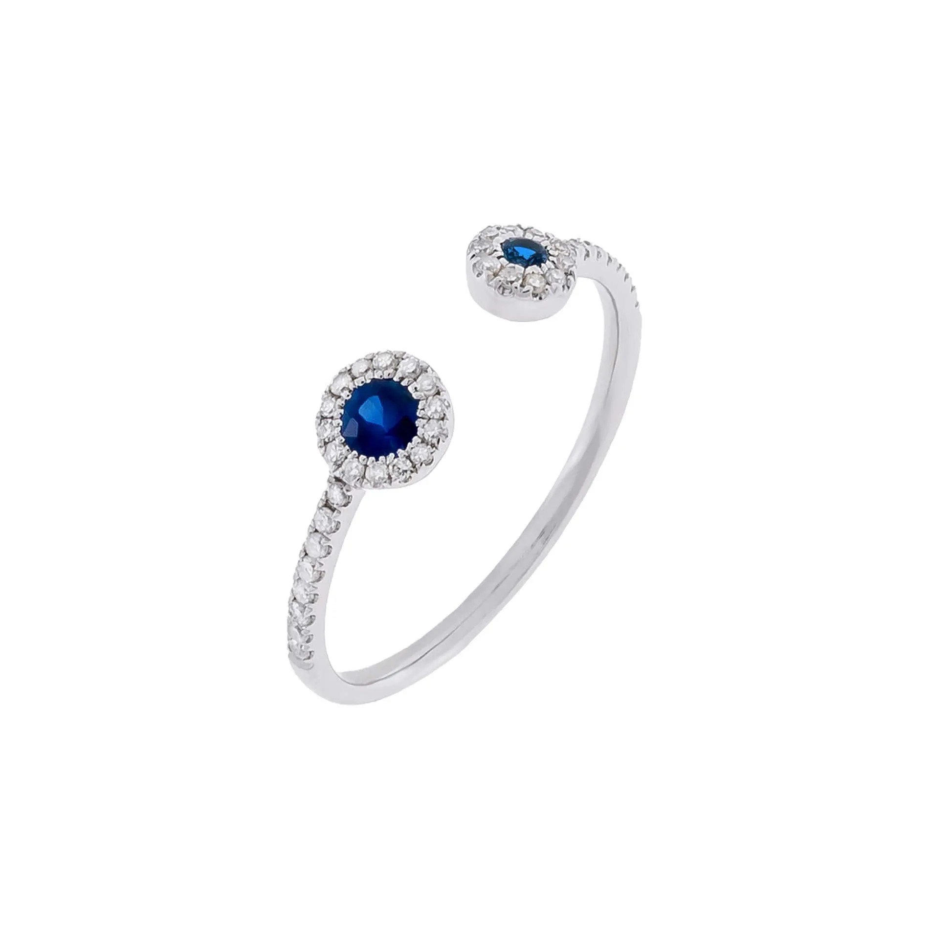 Diamond X Colored Gemstone Double Stone Ring 14K