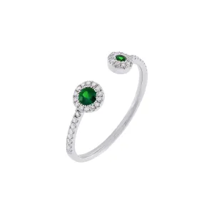 Diamond X Colored Gemstone Double Stone Ring 14K