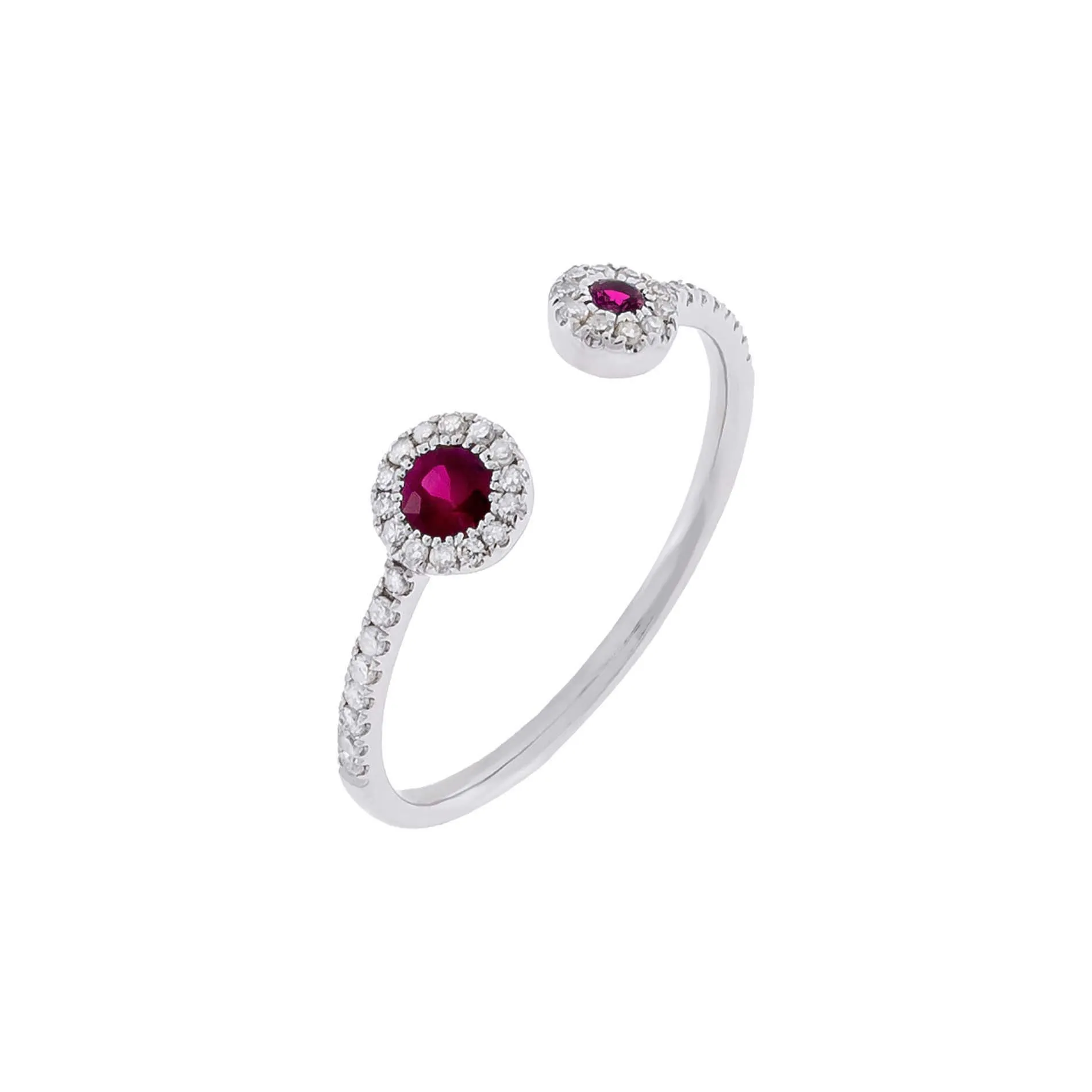 Diamond X Colored Gemstone Double Stone Ring 14K