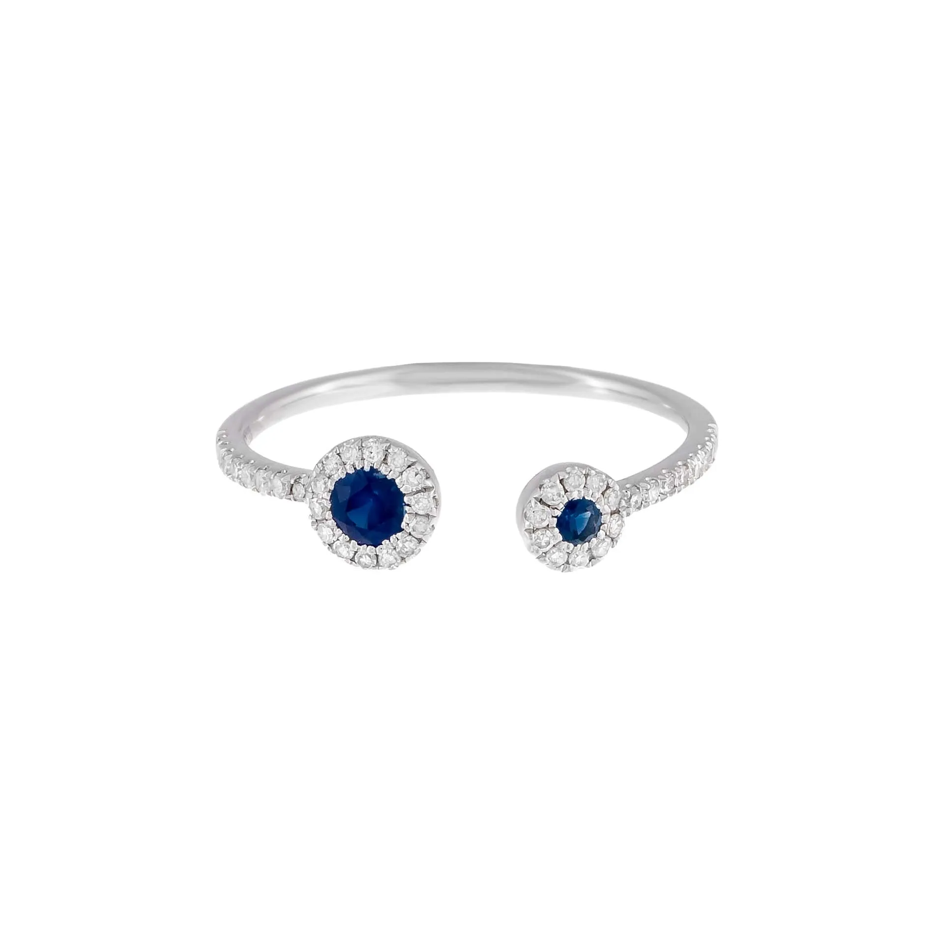 Diamond X Colored Gemstone Double Stone Ring 14K
