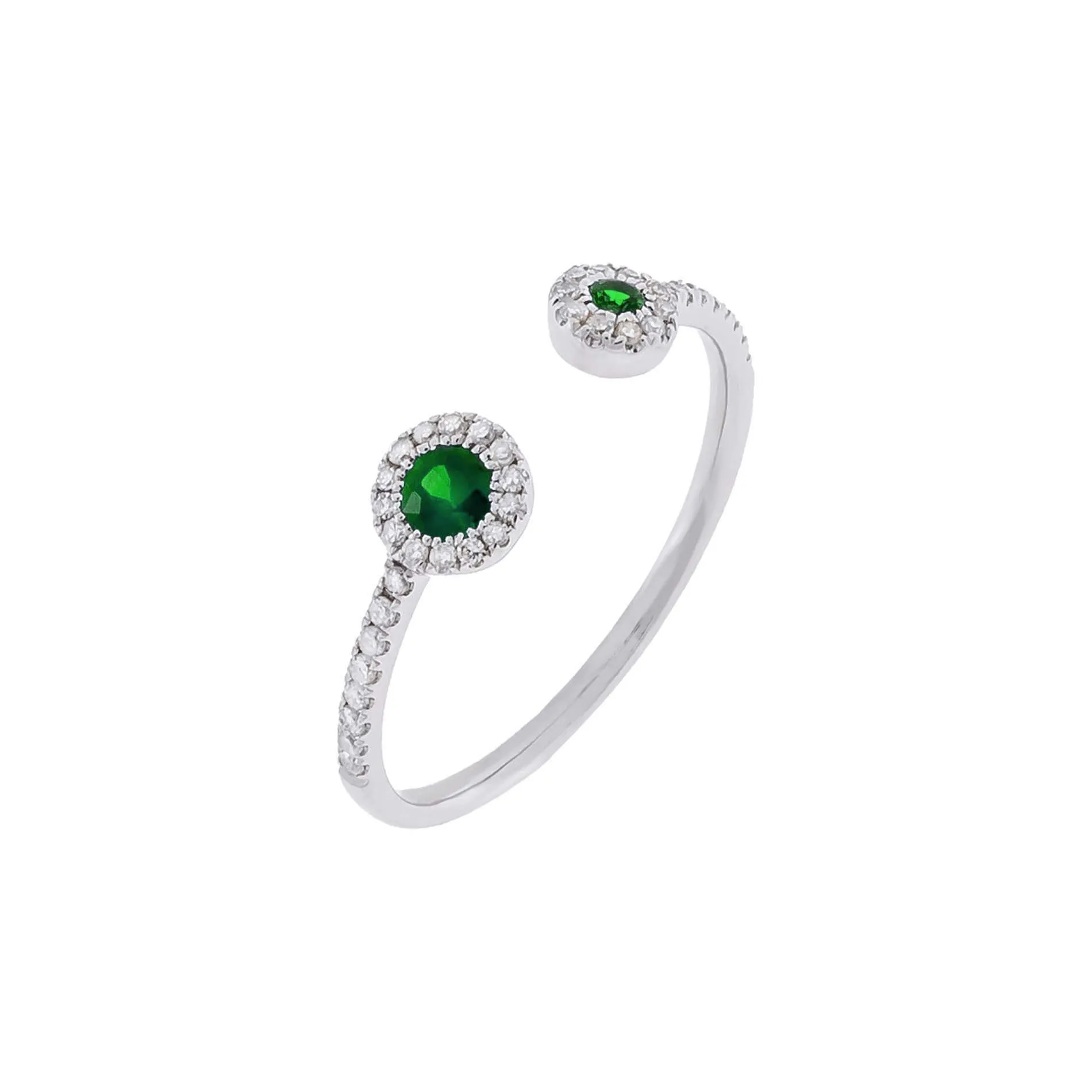 Diamond X Colored Gemstone Double Stone Ring 14K