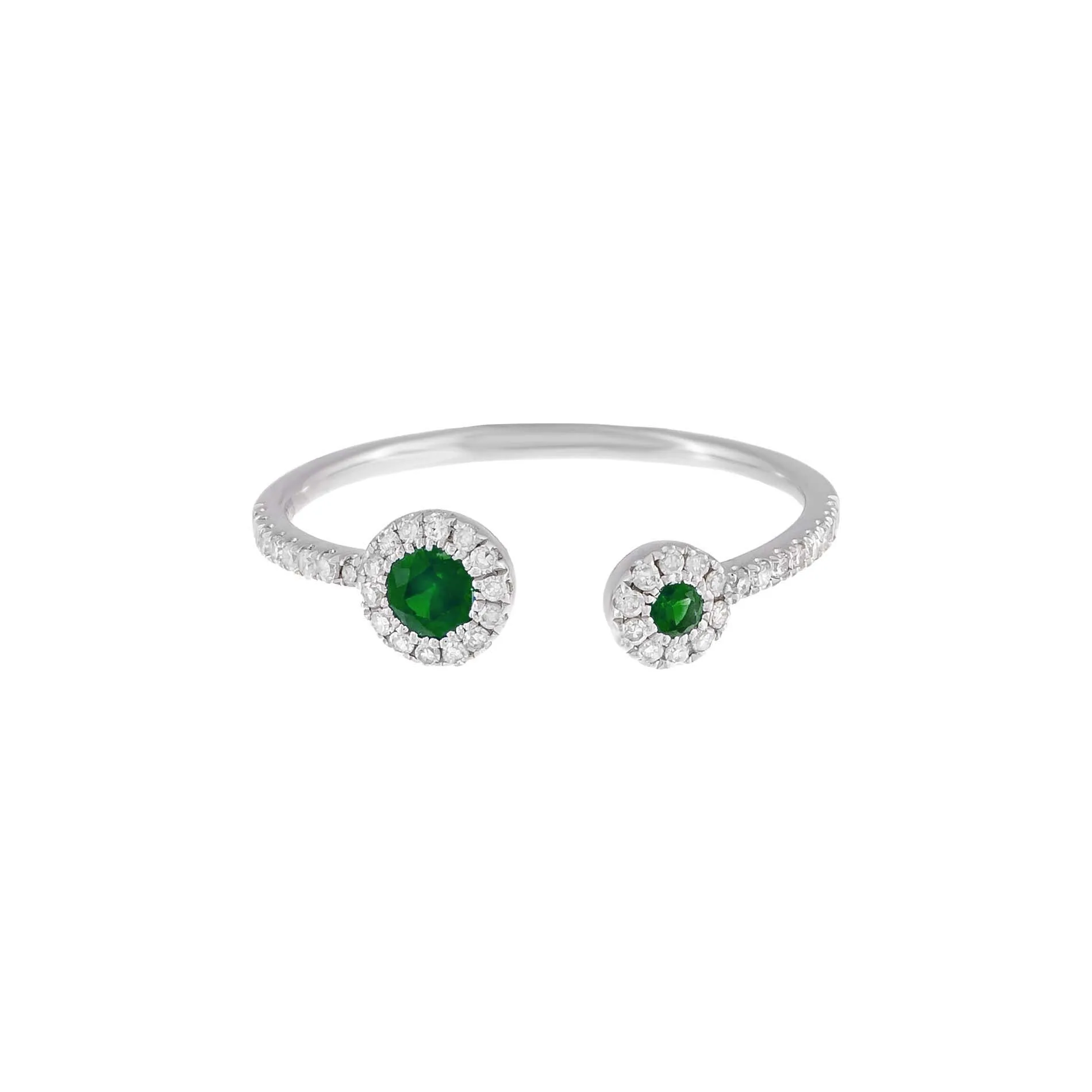 Diamond X Colored Gemstone Double Stone Ring 14K