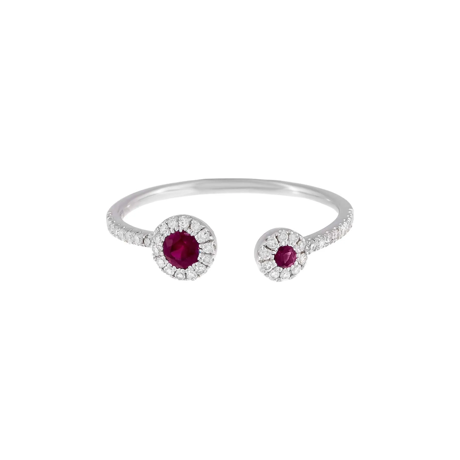 Diamond X Colored Gemstone Double Stone Ring 14K