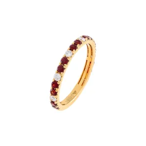 Diamond X Gemstone Colored Band 14K