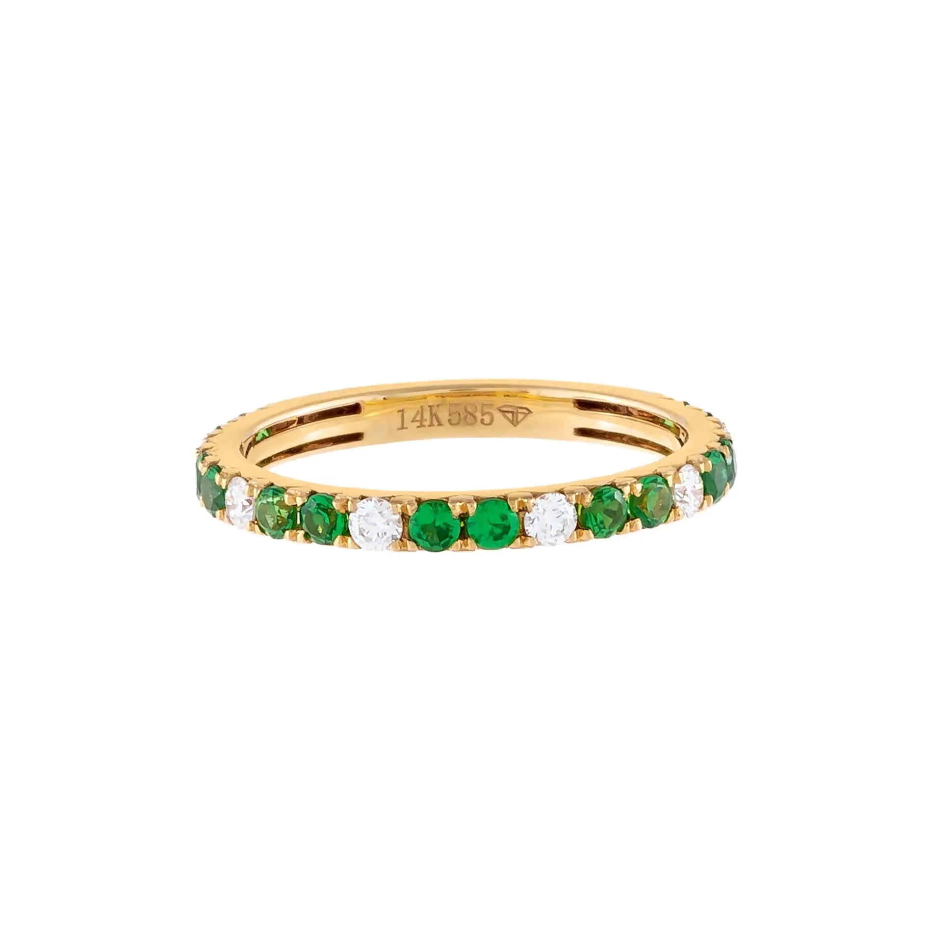 Diamond X Gemstone Colored Band 14K