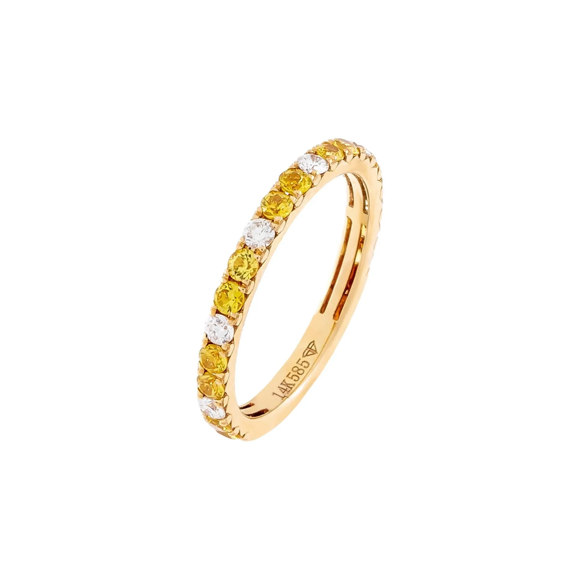 Diamond X Gemstone Colored Band 14K