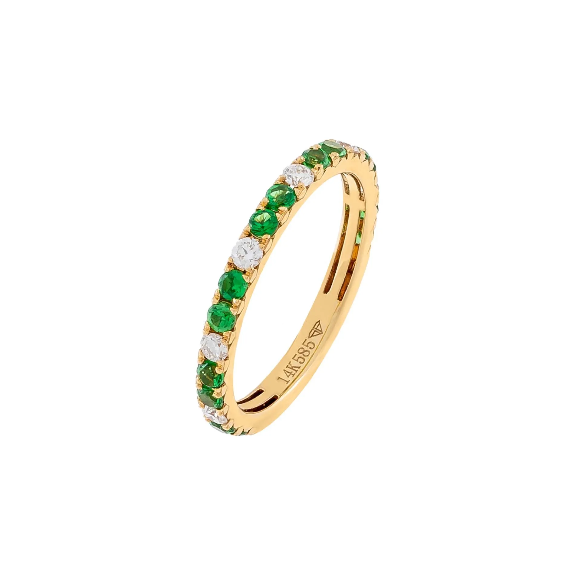 Diamond X Gemstone Colored Band 14K
