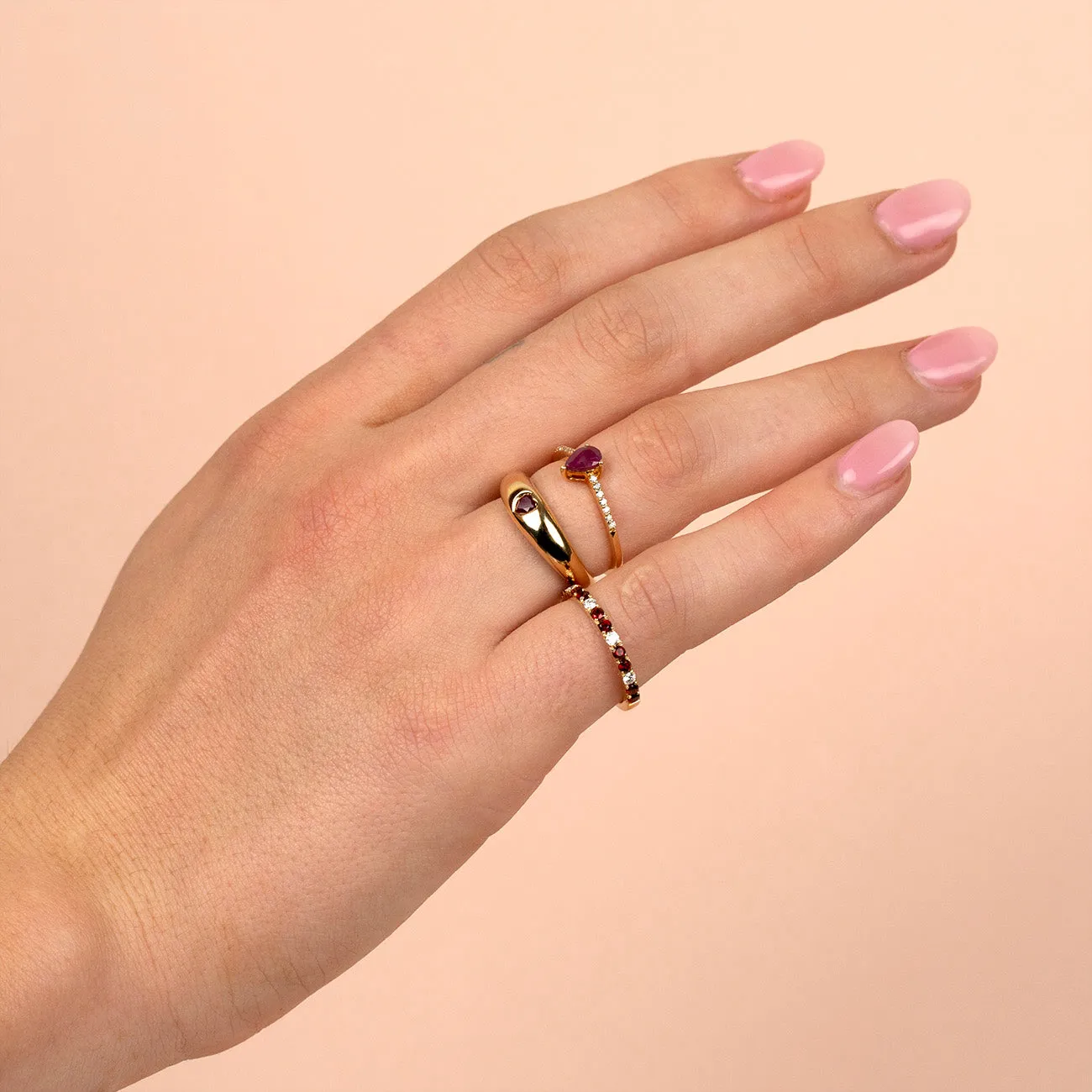 Diamond X Gemstone Colored Band 14K
