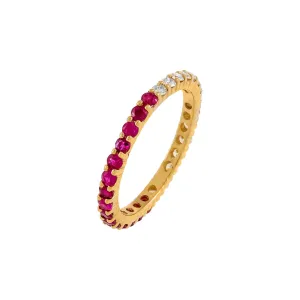 Diamond X Ruby Band 14K