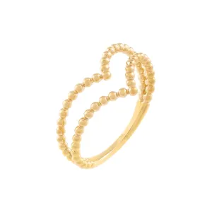 Double Beaded Chevron Ring 14K