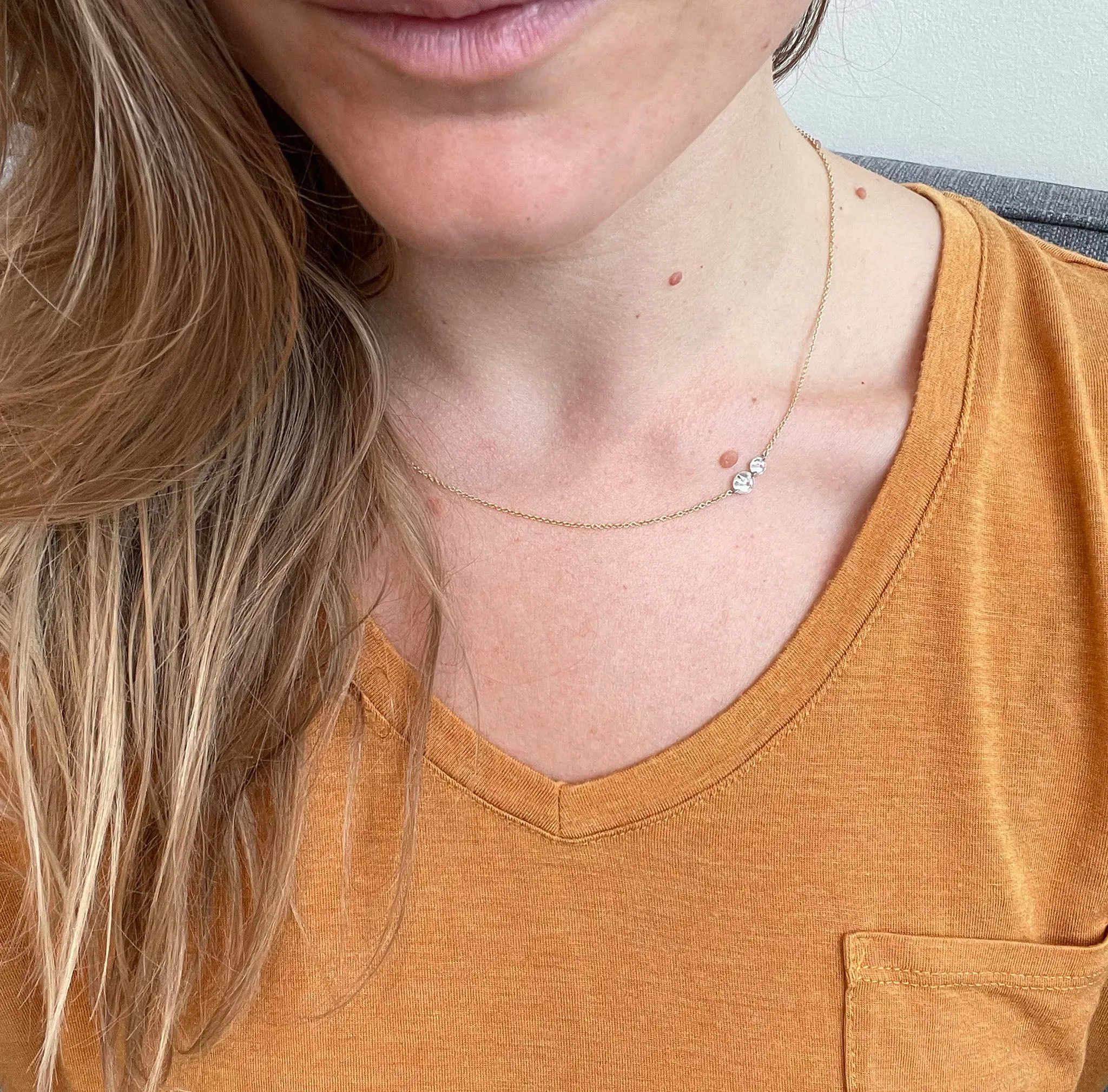 Double "Floating" Round Brilliant Necklace