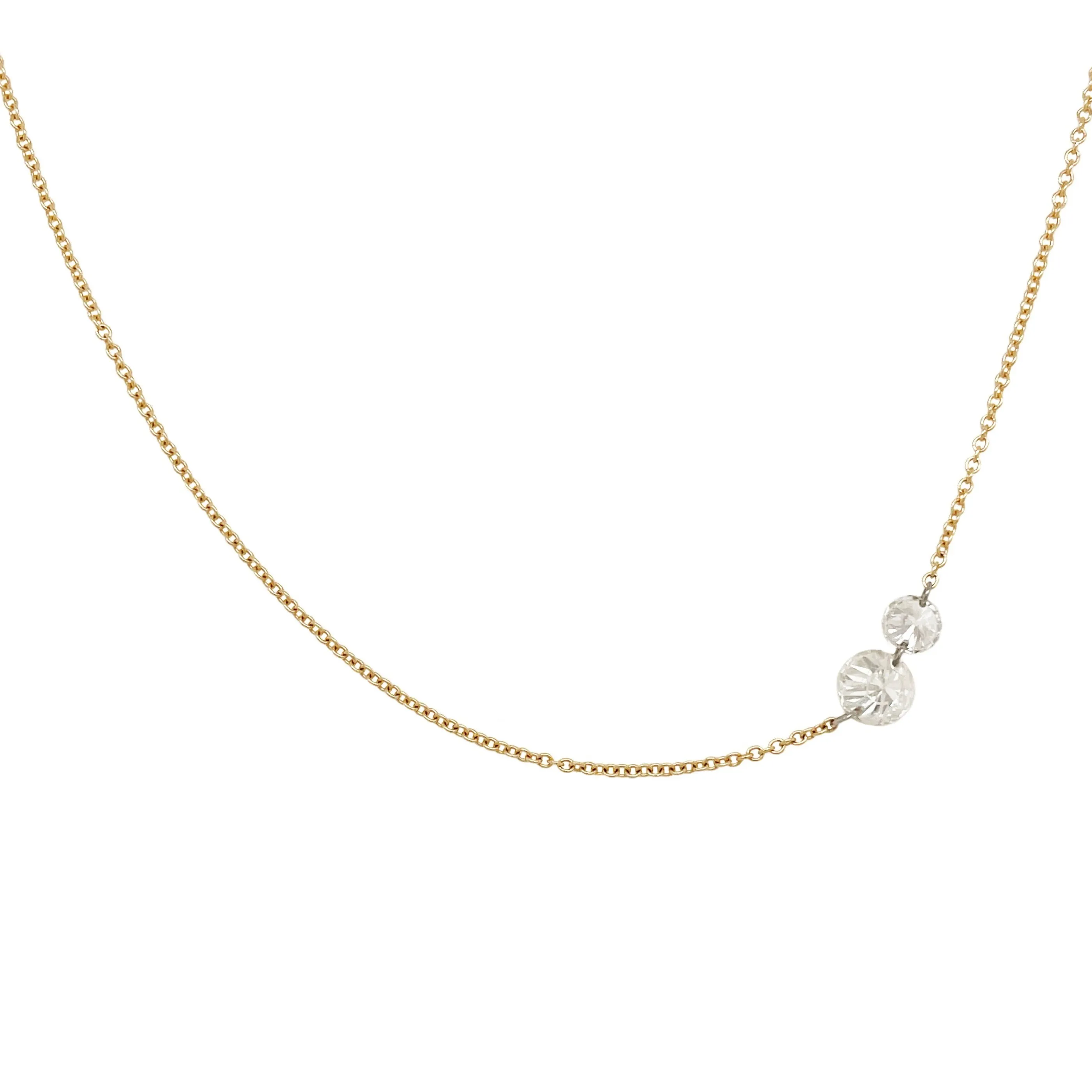 Double "Floating" Round Brilliant Necklace