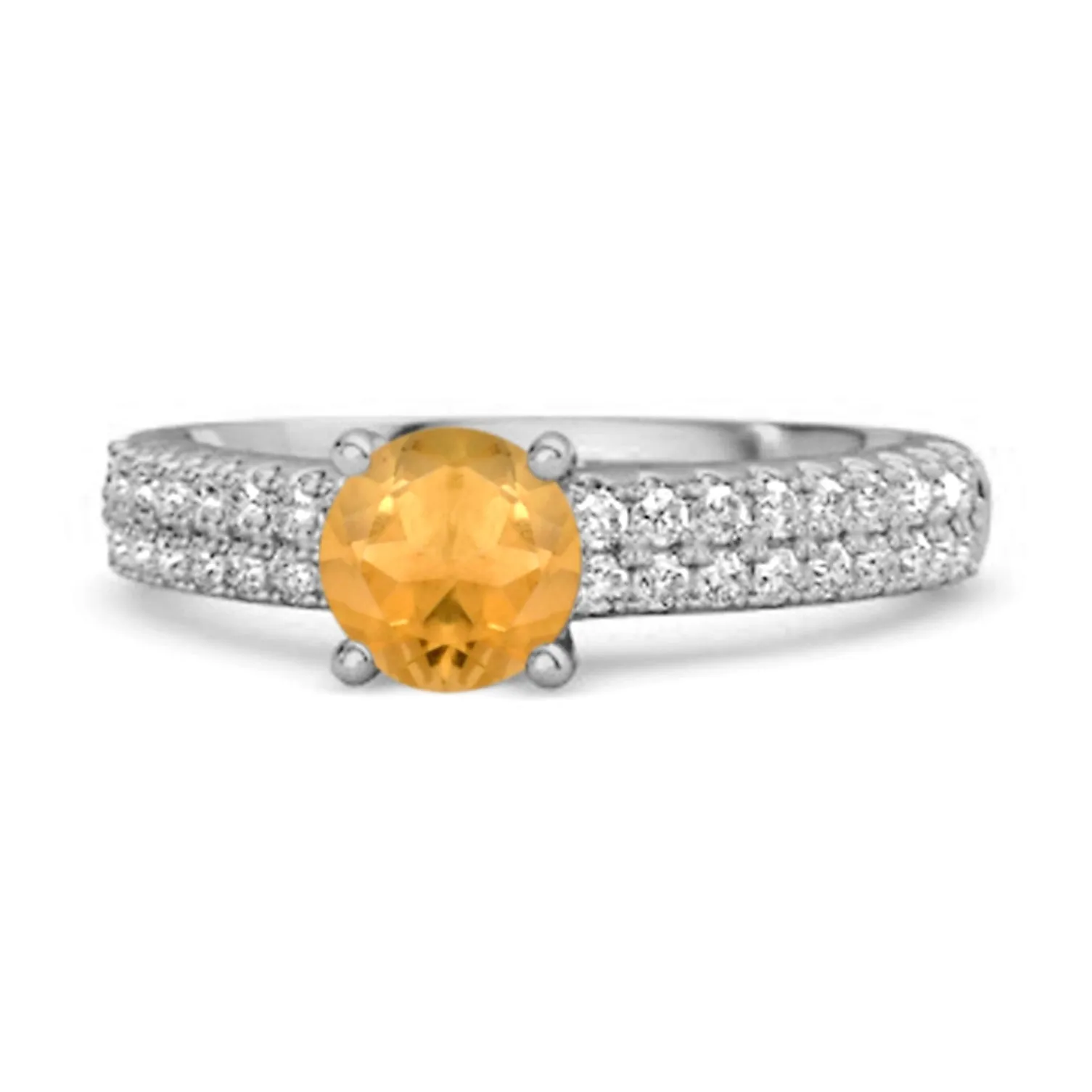 Dual Band 0.10 Ctw Citrine 925 Sterling Silver Stacking Ring
