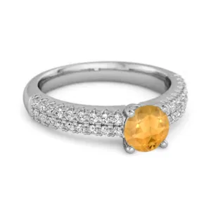 Dual Band 0.10 Ctw Citrine 925 Sterling Silver Stacking Ring