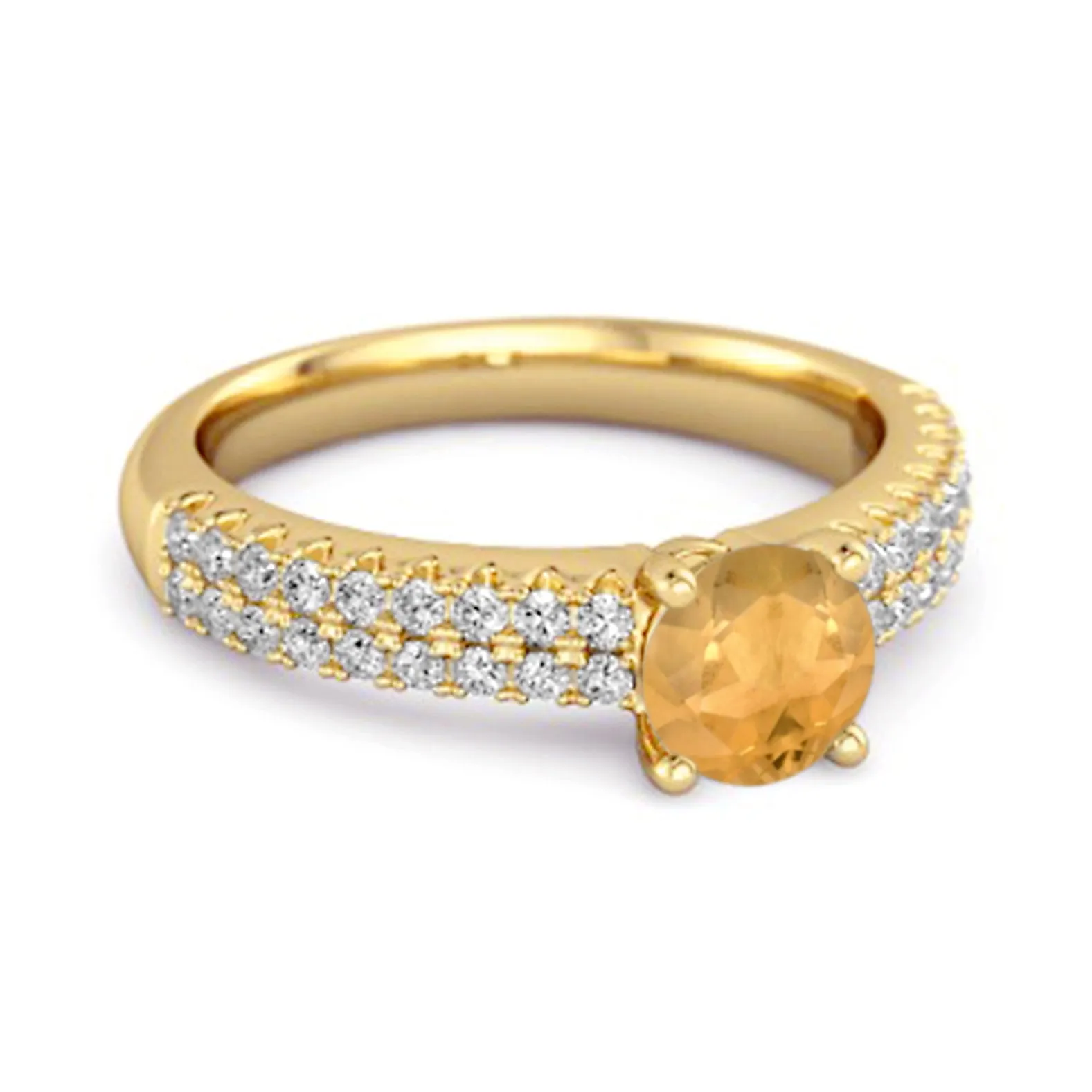 Dual Band 0.10 Ctw Citrine 925 Sterling Silver Stacking Ring