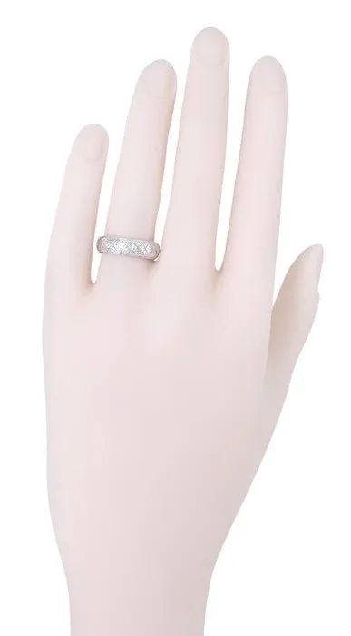 Easton Art Deco Vintage Wide Diamond Wedding Band in Platinum - Size 7